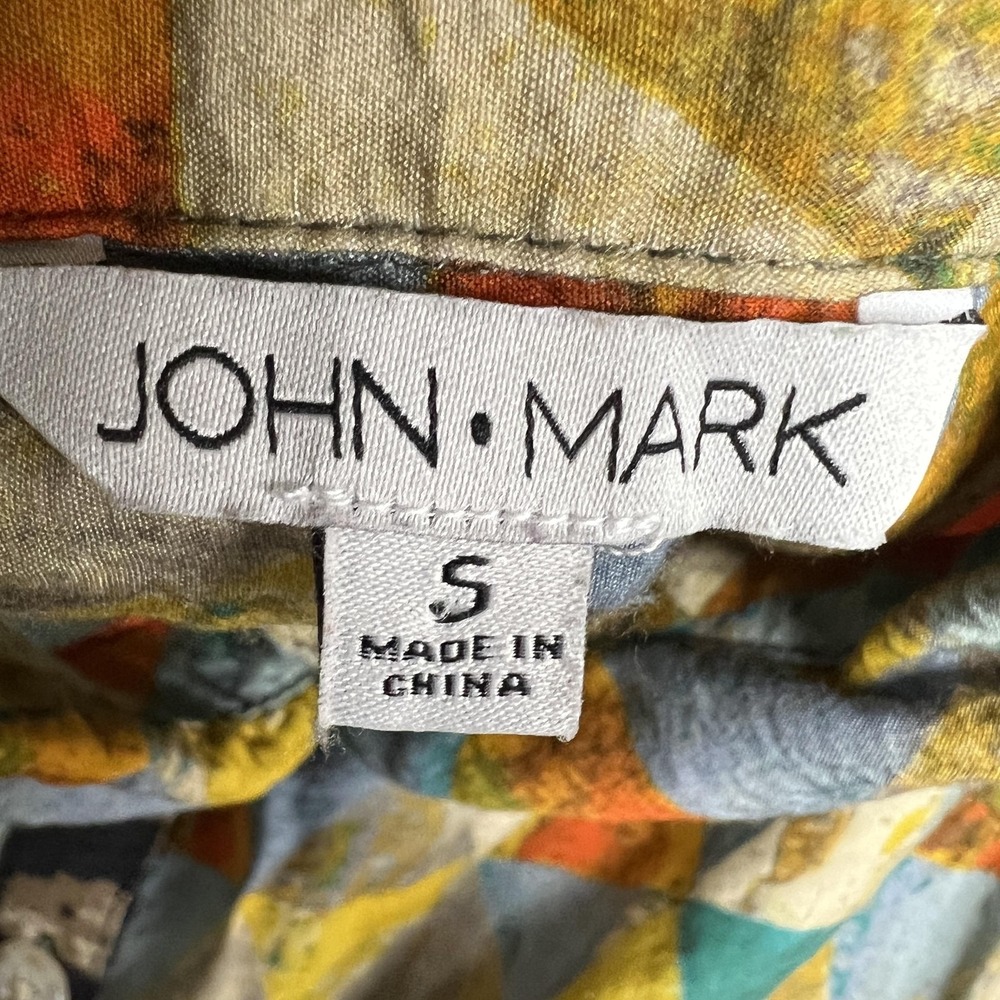 John‎ Mark Shirt Womens S Multicolor Patchwork Tropical Bird Print Button Tunic - Picture 3 of 16